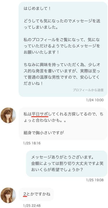 ワクワクメールの業者とのメールやり取り１