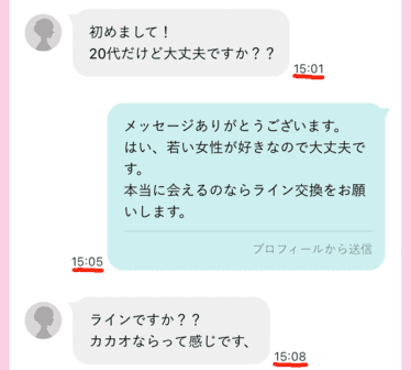 返信のメッセージが異常に早い